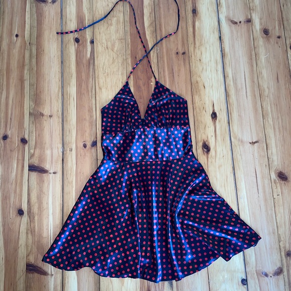 Retro Polka Dot Mini Halter Party Dress - Picture 2 of 7